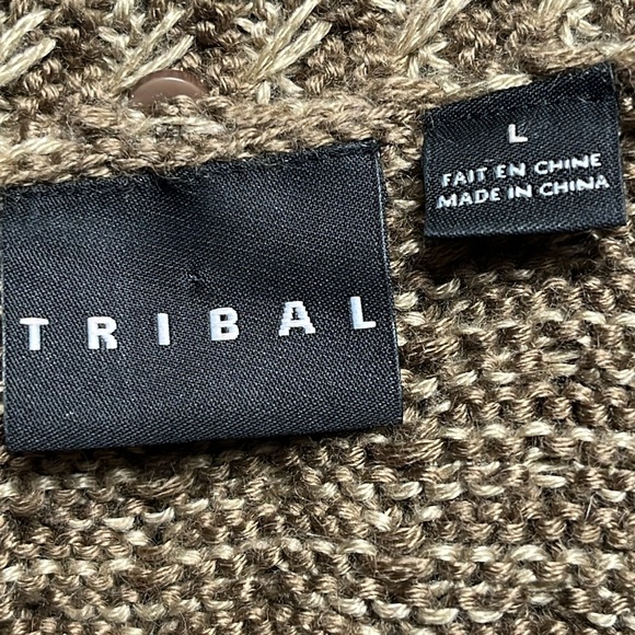 Tribal cropped shawl neck sweater L - Picture 8 of 10